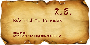 Kürtös Benedek névjegykártya